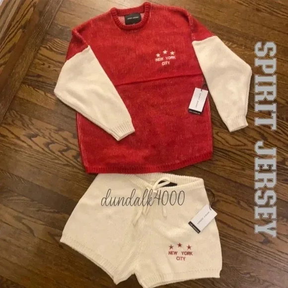 SPIRIT JERSEY NEW YORK STATE SWEATER/SHORT SET S - Picture 1 of 12